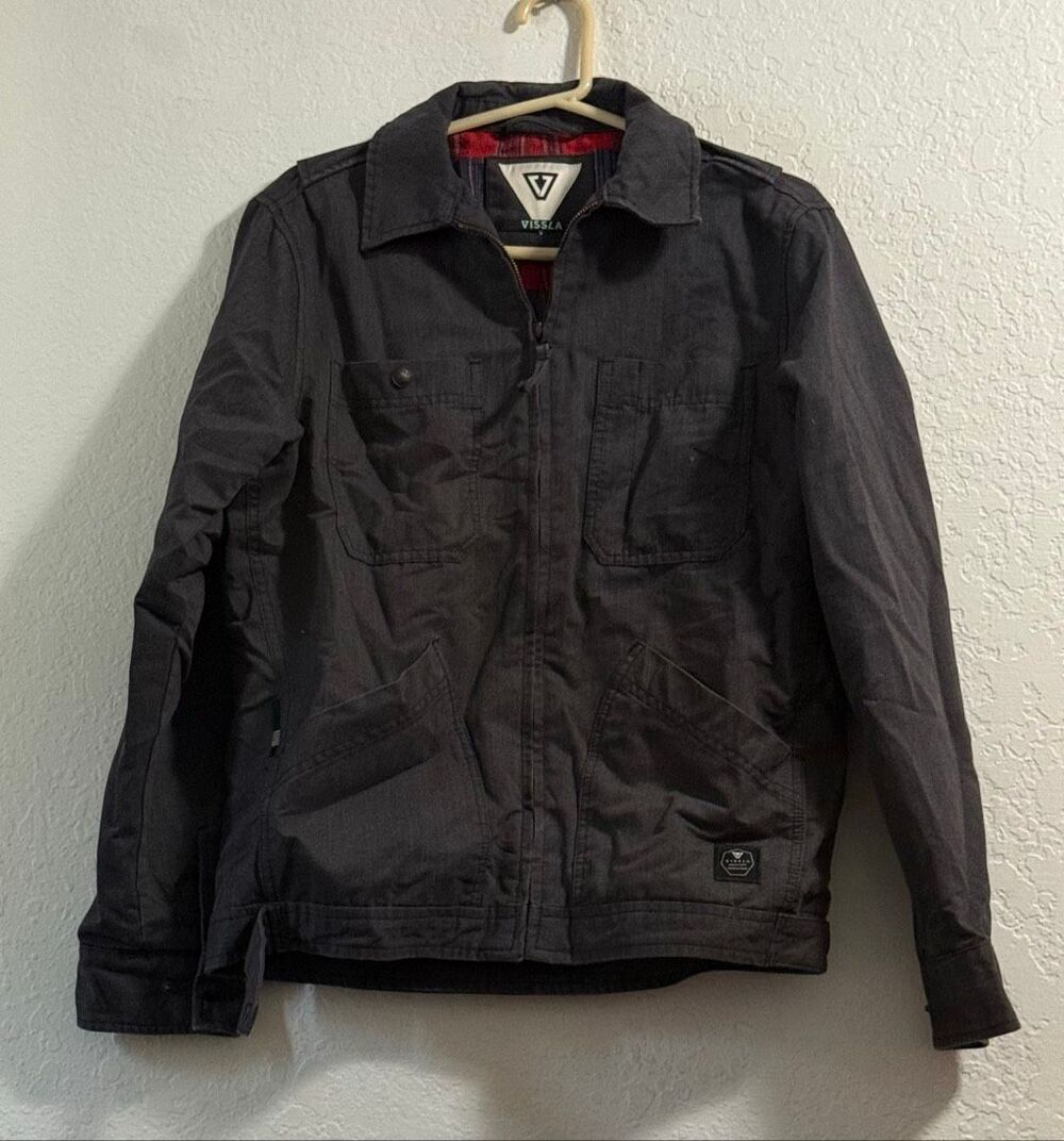 VISSLA BUCK JACKET GRAY FLANNEL LINED SIZE S Utility Work